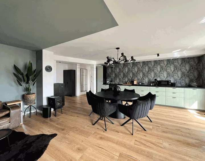 Apartment Brandenburg- Wohn-und Küchenbereich